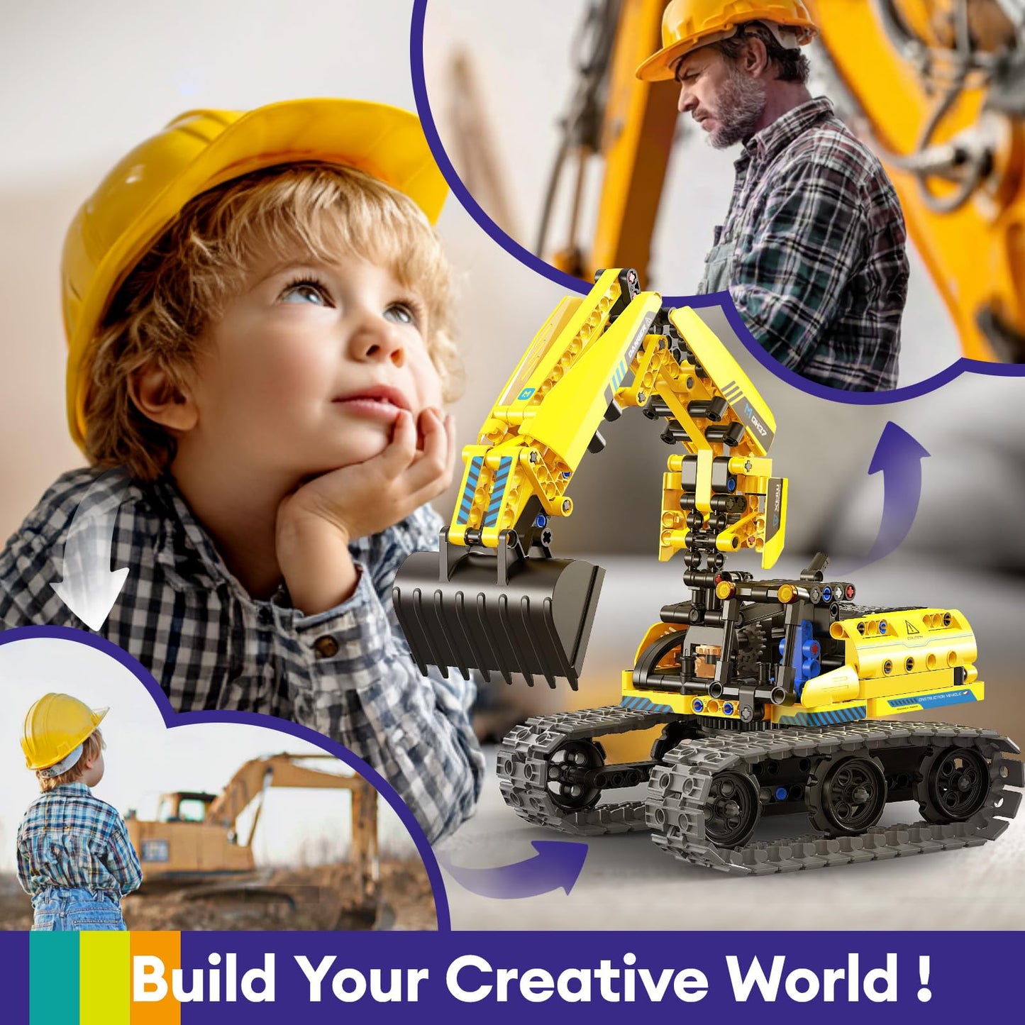 LECPOP 5 in 1 Building Toys STEM Robotics Kit, 430 PCS Blocks RC Robot Erector Sets, APP & Remote Control Excavator Science Kits for Kids Age 6 7 8 9 10 11 12-14, DIY Educational Gift for Boys & Girls