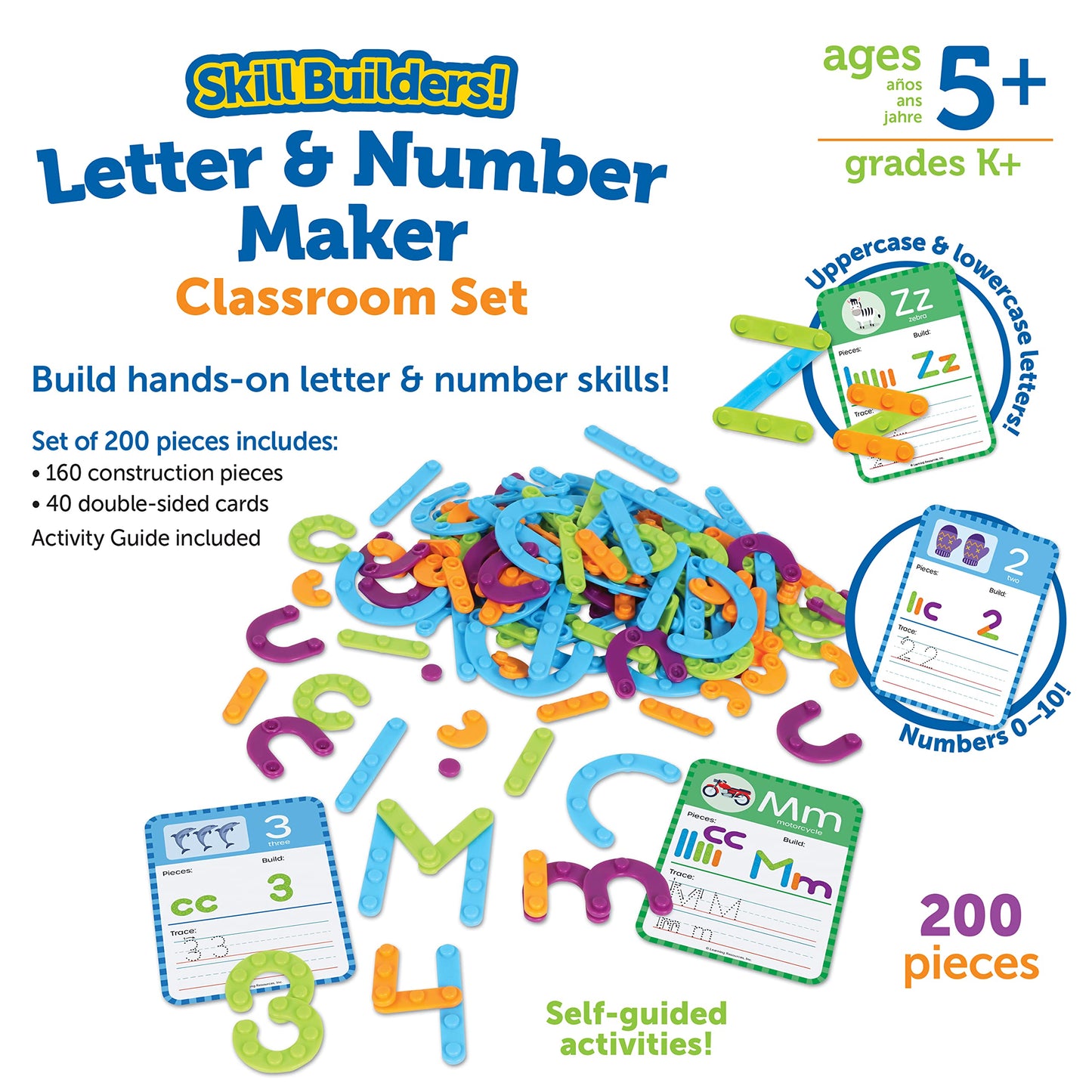 Learning Resources Skill Builders! Letter & Number Maker Classroom Set, 200 Pieces, Age 5+, counting, alphabet, number skills, teacher supplies, school supplies, letters and numbers