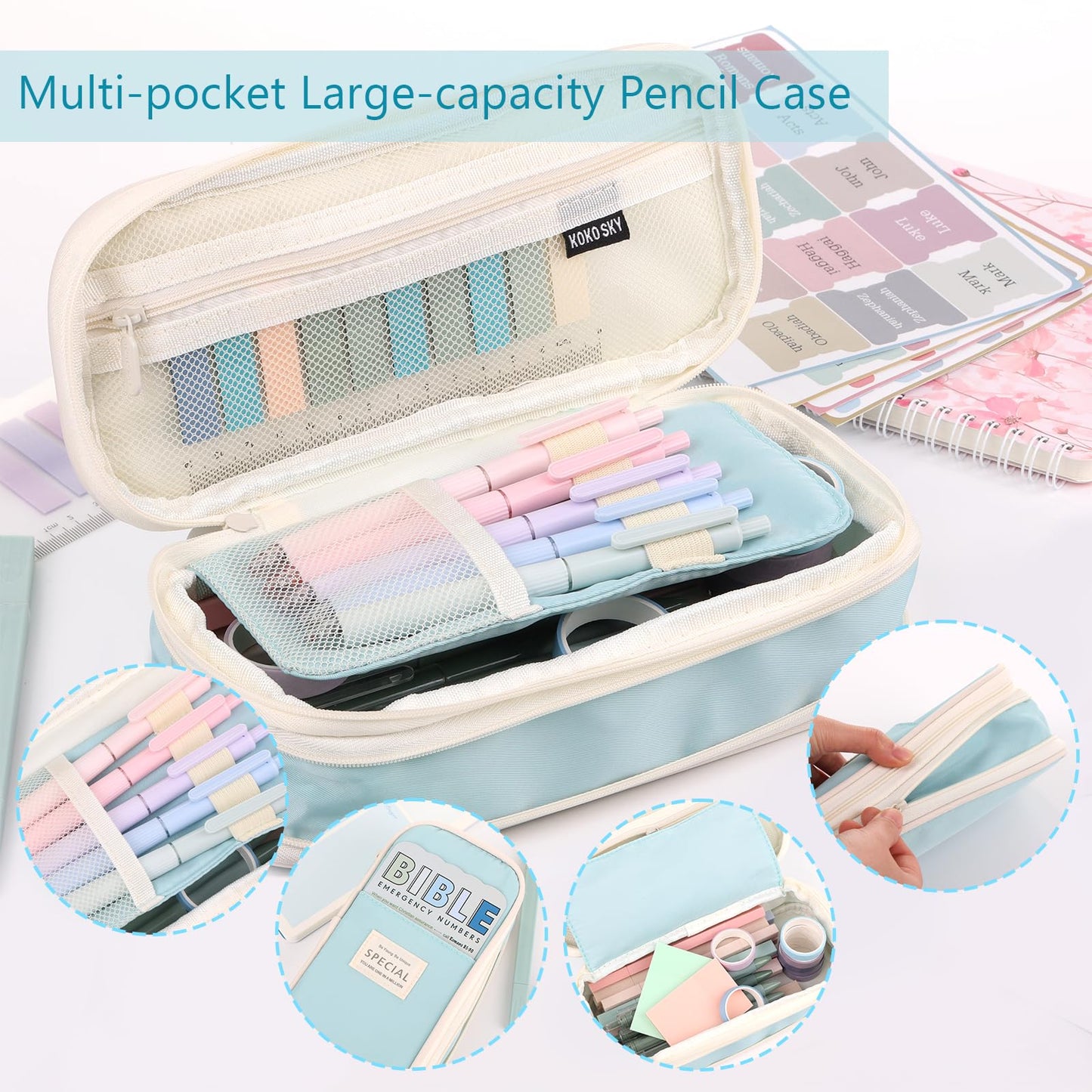 XKDOUS Bible Study Supplies Journaling Kit for Women, Bible Study Kit Journaling Supplies with Prayer Journal, Highlighters, Emergency Card, Pencil Case and More, Christian Gifts for Women, Purple