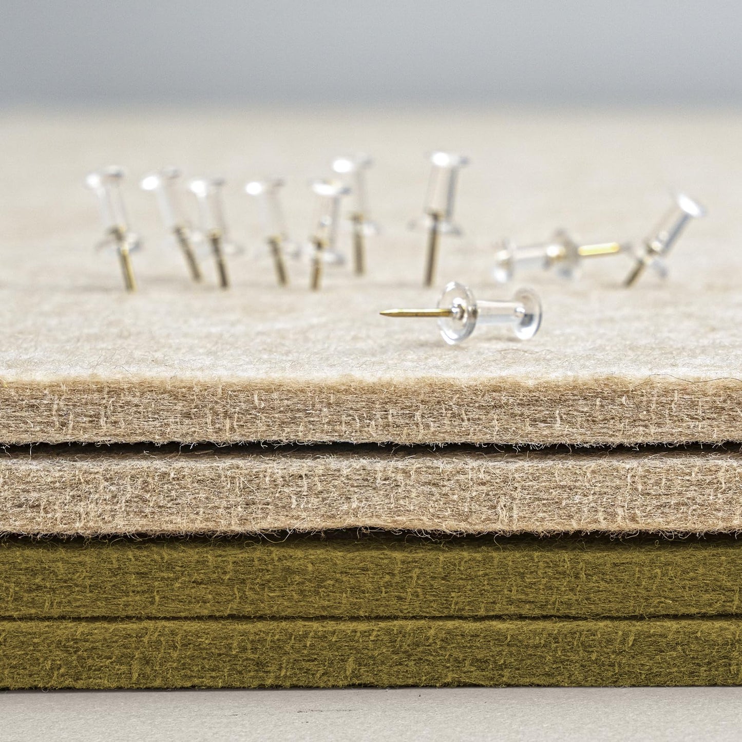 Bulletin Board, 24 x 18 inches Felt Board Decorative Pin Board, Cork Board Alternative for Wall, Foldable Photo Board Self-Adhesive Vision Board Mood Board with 20 Pushpins - Olive