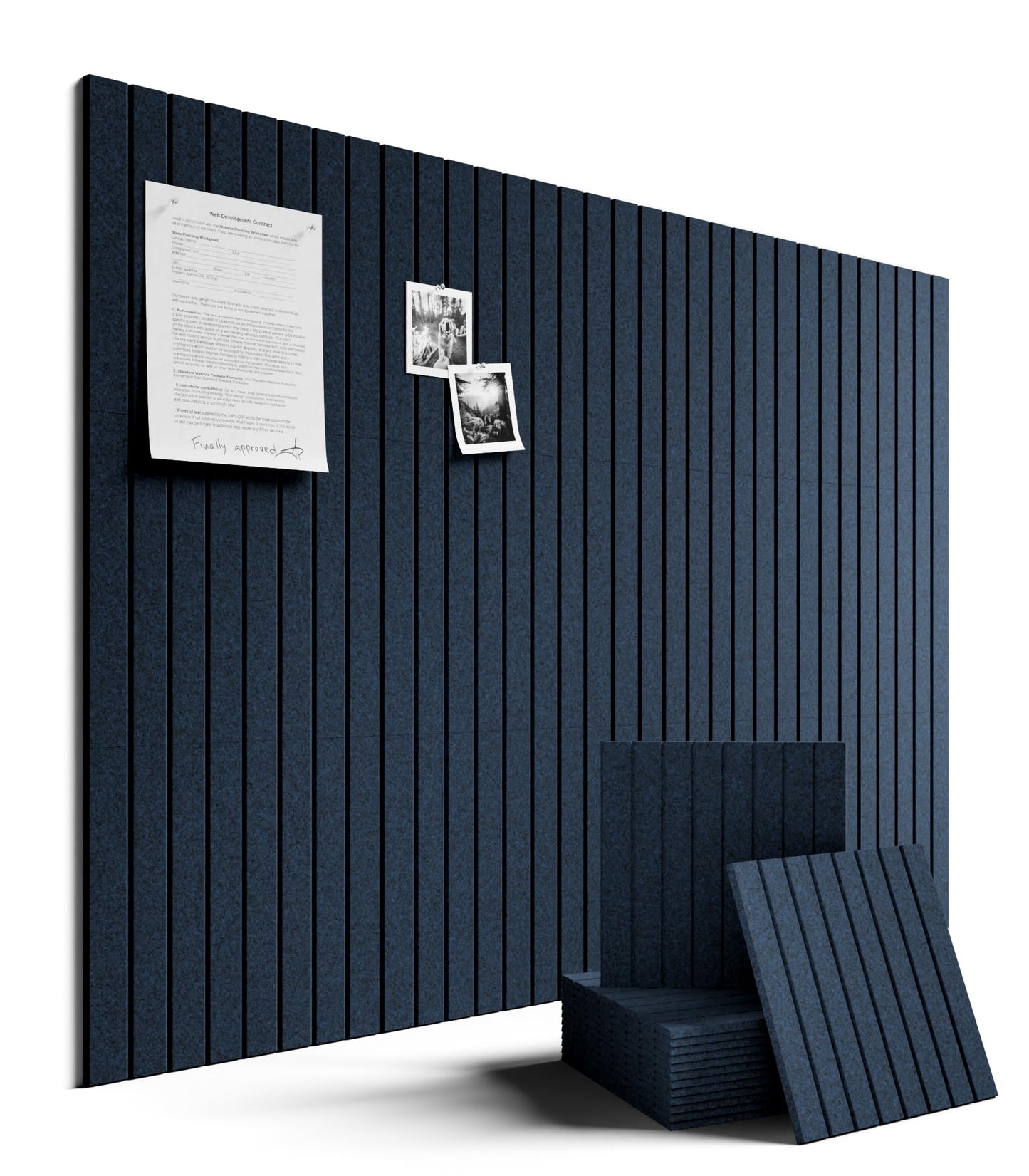 Large Felt Bulletin Board 48" x 36" Cork Board Alternative-12 Pack with 70 Safe Removable Adhesive Tabs, Cork Boards for Walls for Home Office Classroom Pin Board-Carbon Blue