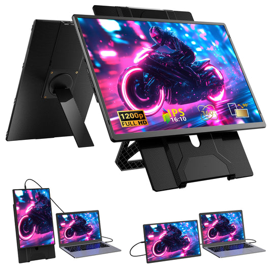 Ygretyrjh 16.1" Laptop Screen Extender, 1200P FHD Portable Monitor for Laptop, 360° Rotating, Plug & Play, Detachable Stand, Height Adjustable, Seamless Frame, Travel Monitor for Mac/OS/Win/Chrome/Dex