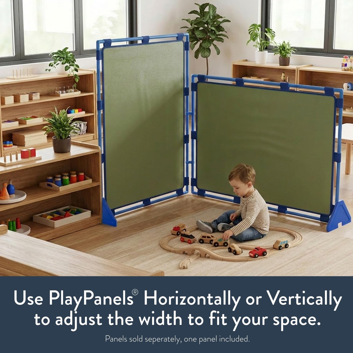 Children's Factory Big Screen PlayPanel, Kids Room Divider, Classroom Privacy Screen, Cantilever Feet Included, Sage