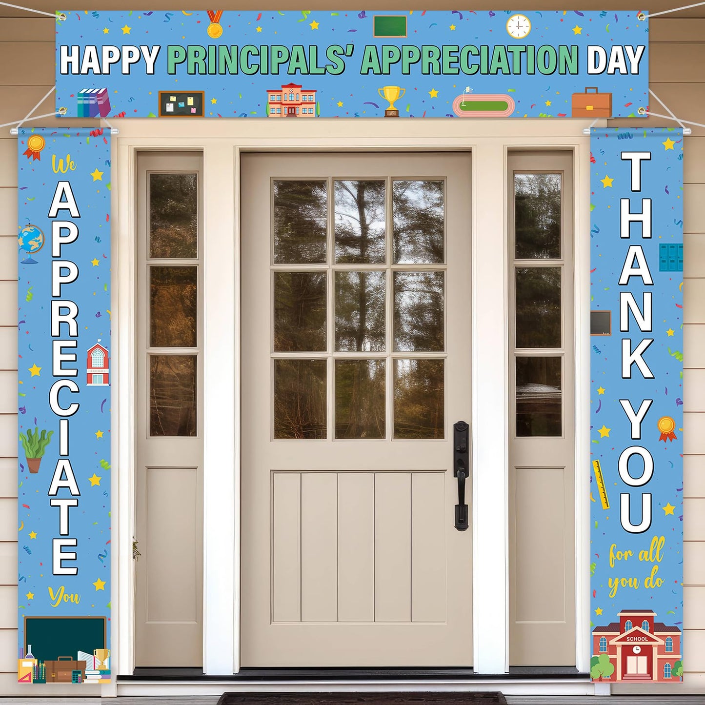 Fanfanwin Happy Principals Appreciation Day Banner Set Principal Appreciation Sign Banner We Appreciate Thank You Party Supplies Decorations for Men Women Education Workers