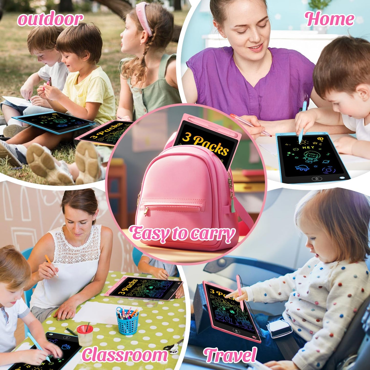 12 Pack LCD Writing Tablet for Kids - Erasable and Reusable Toddler Doodle Board in 8.5 inch, Ideal Drawing Pad for Learning Toy for Ages 3-8, Gift for Girls Boys