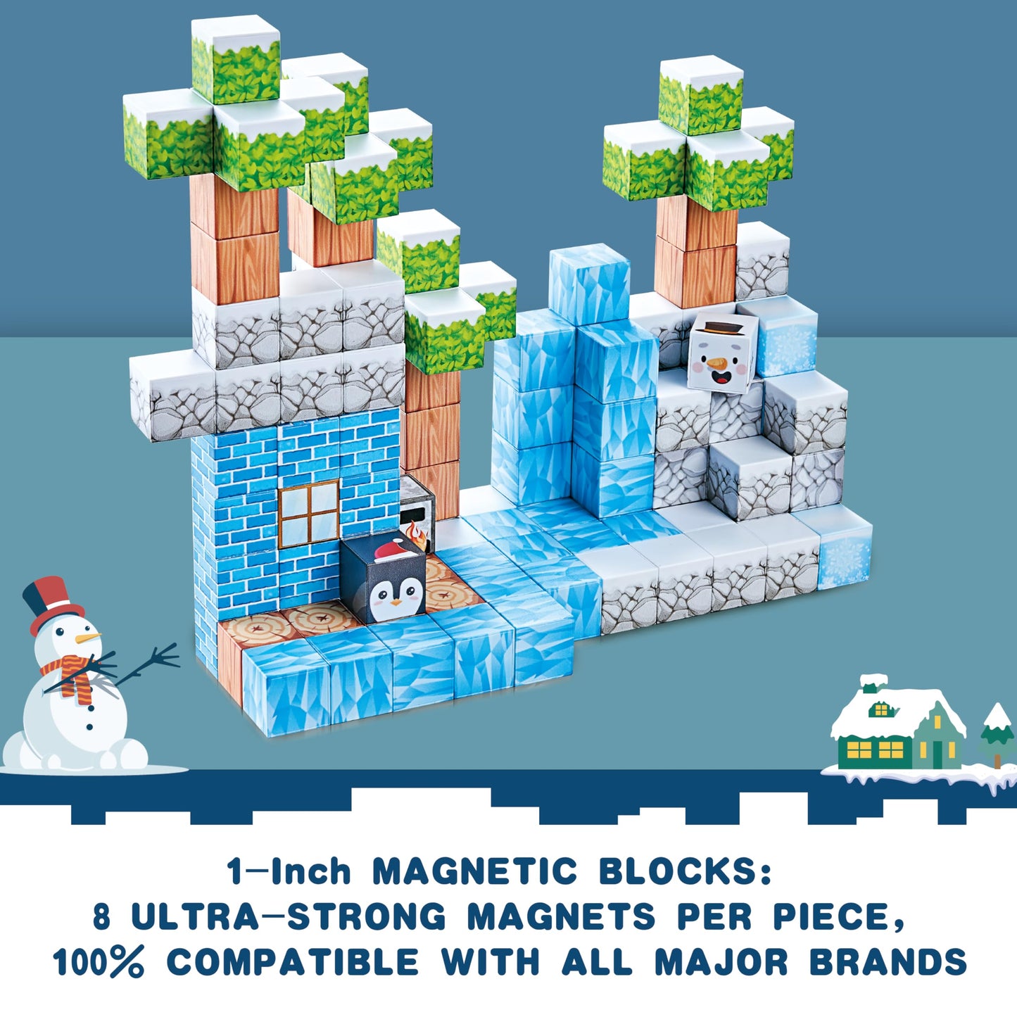113PCS 1'' Magnetic Blocks, Magnetic Building Cube Toys for Kids, STEM Montessori Stacking, Sensory Education Toys for Toddlers Building World Set, Christmas Birthday Gifts for Kids Age 3 4 5 6 7 8+