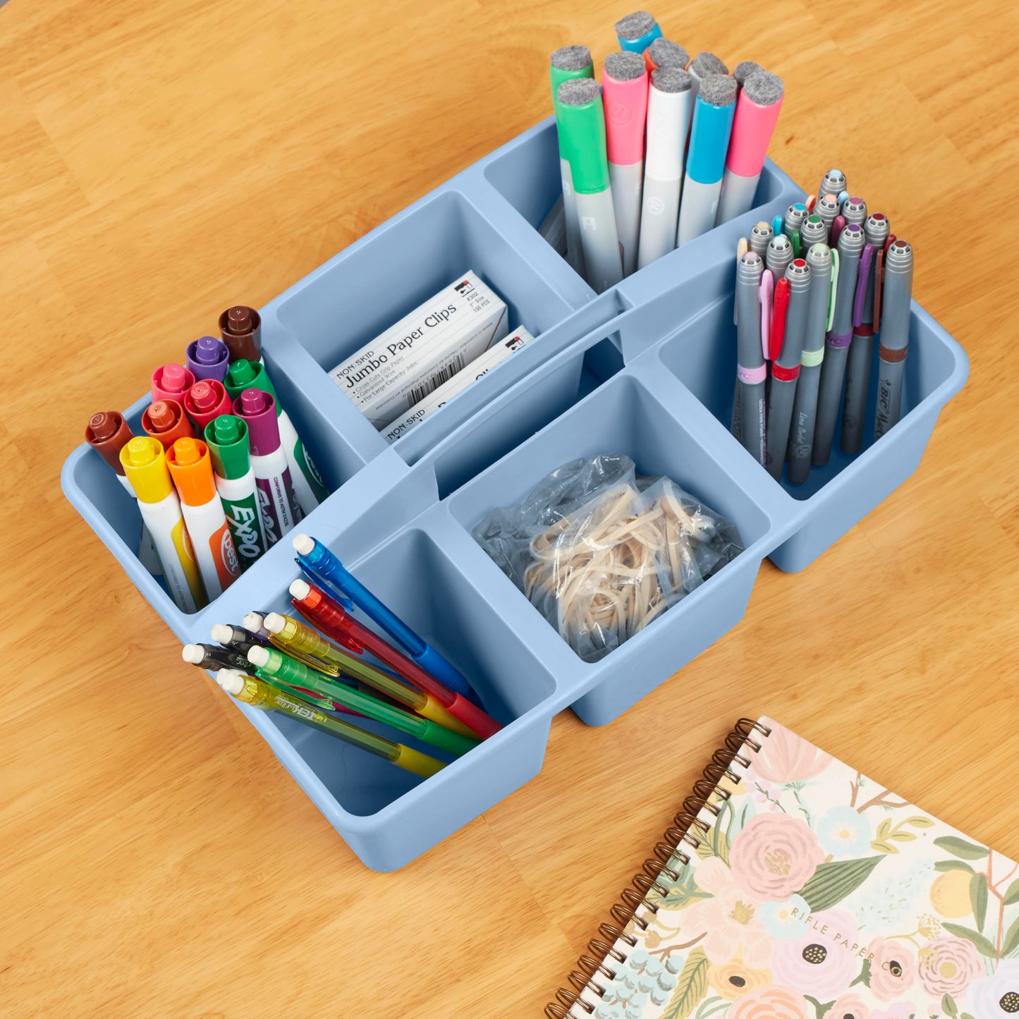 ECR4Kids 6-Compartment Large Plastic Caddy, Multipurpose Organization, Earthtone, 6-Pack