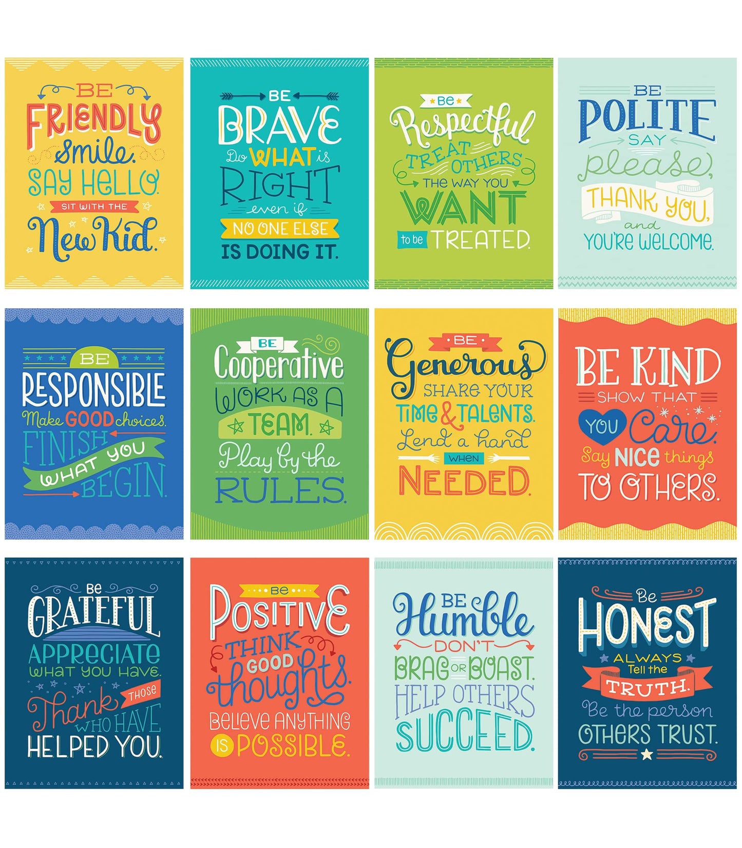 Carson Dellosa 12-Piece Positive Affirmations Posters, Motivational 8.5" x 11" Wall Decor, Growth Mindset Art Set for Bulletin Board, Classroom, Office Decorations, School Counselor Office Must Haves