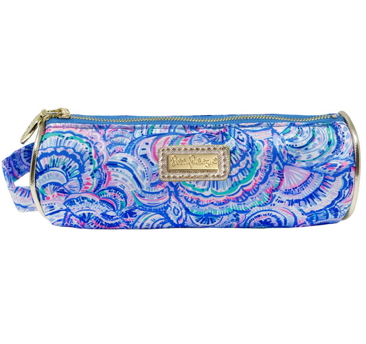 Lilly Pulitzer Cute Pencil Case, Colorful Zipper Pouch for Office Supplies, Small Travel Bag with Carrying Handle, Happy As A Clam