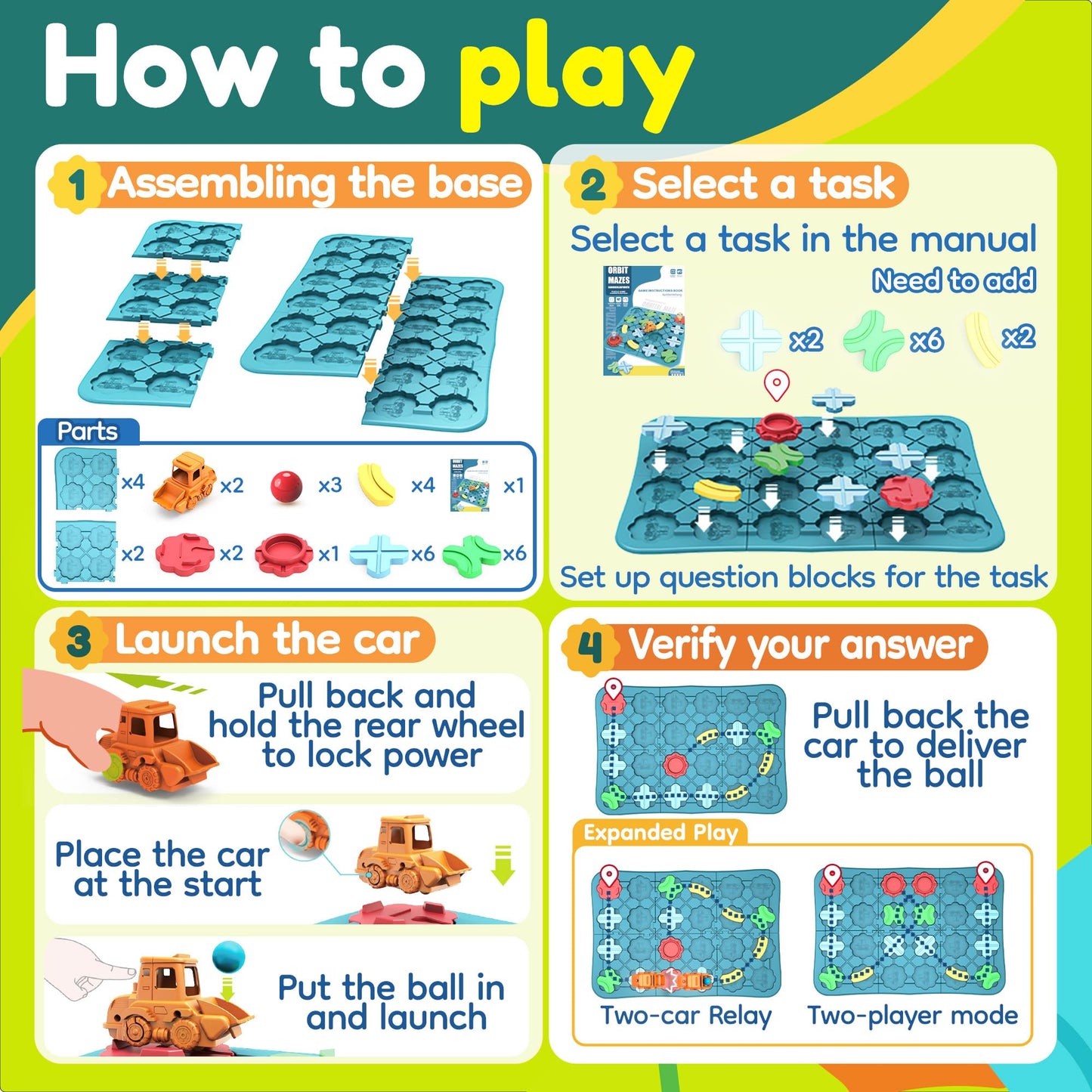 Kids Toys STEM Board Games - Logic Road Builder Brain Teasers Puzzles for 4 5 6 7 Year Old Boys Girls, Educational Montessori Birthday Gifts for Ages 4-8 Preschool Classroom Learning (39 PCS)