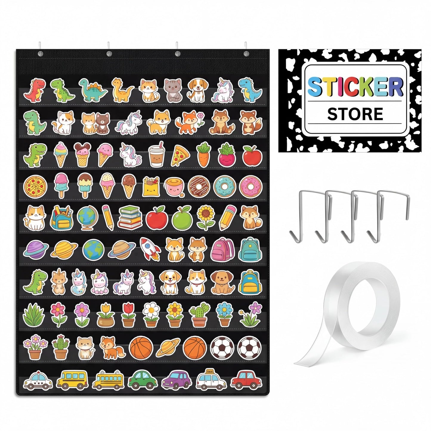 Eaasty Sticker Store for Classroom 28 x 43'' Hanging Display Organizer Sign Holder and Reward Storage Rack for Homeschool Teachers Teaching Supplies Reward Stickers Not Included