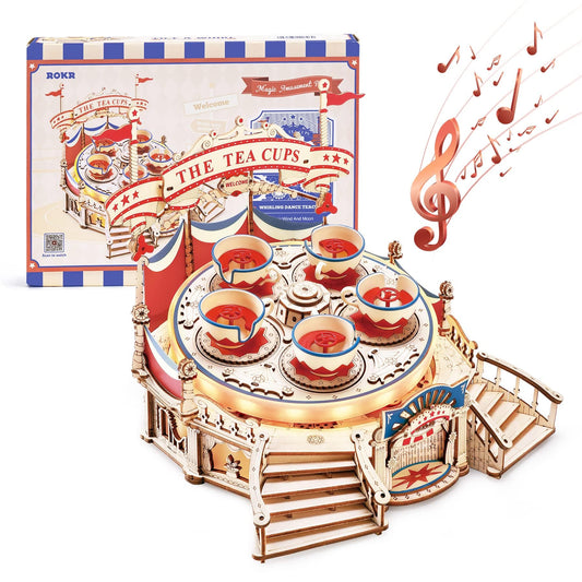ROKR 3D Wooden Puzzles for Adults-LED Wooden Music Box Kits-Wood Model Kits to Build-3D Puzzles for Teens and Adults-Christmas STEM Toy Gifts