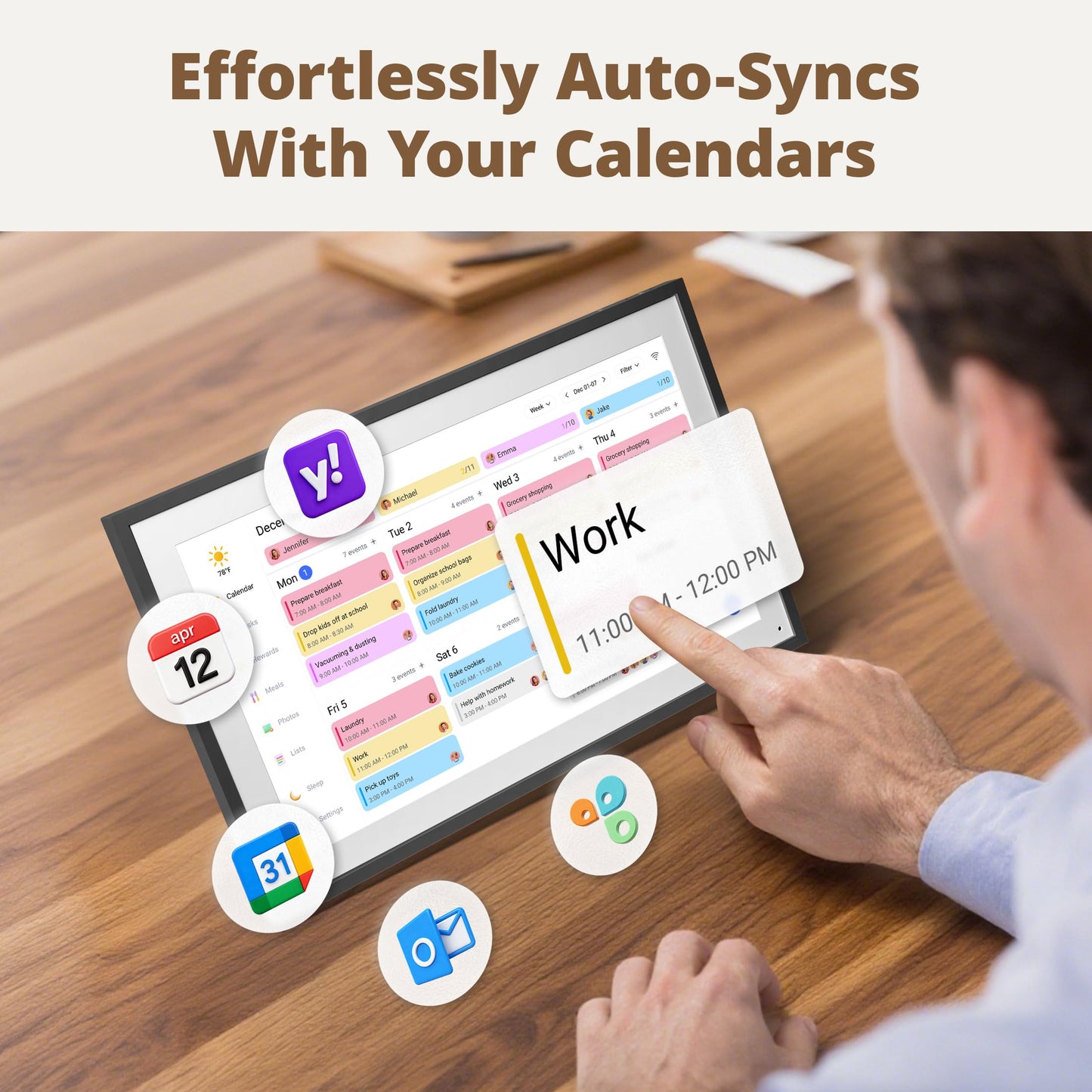 Dragon Touch Digital Calendar 21.5 Inch Touch Screen, Electronic Wall Calendar Chore Chart for Family Monthly/Weekly Planner, Interactive Display for Home Organization, Desk Mount Included - Black