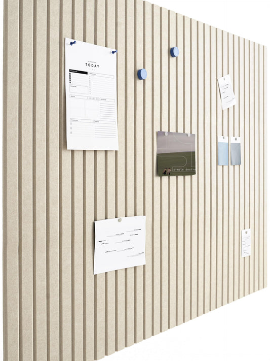 VIVELDA Felt Bulletin Board Tiles 48"x36" - 12-Pack Cork Board Alternative, OEKO-TEX Certified, NRC 0.95 Acoustic Felt Wall Panels, Damage-Free Adhesive, Slatted Design Home Office & Classroom (Opera)