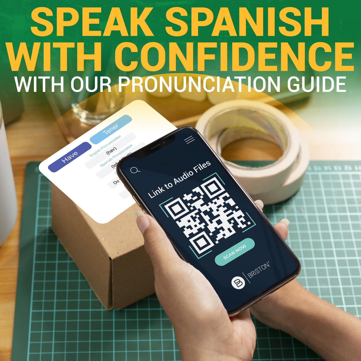 Briston Spanish Vocabulary Flash Cards – 600 English to Spanish Flashcards with Example Sentences & Pronunciations – Language Learning Cards for Kids & Adults, Classroom, Homeschool Study Set