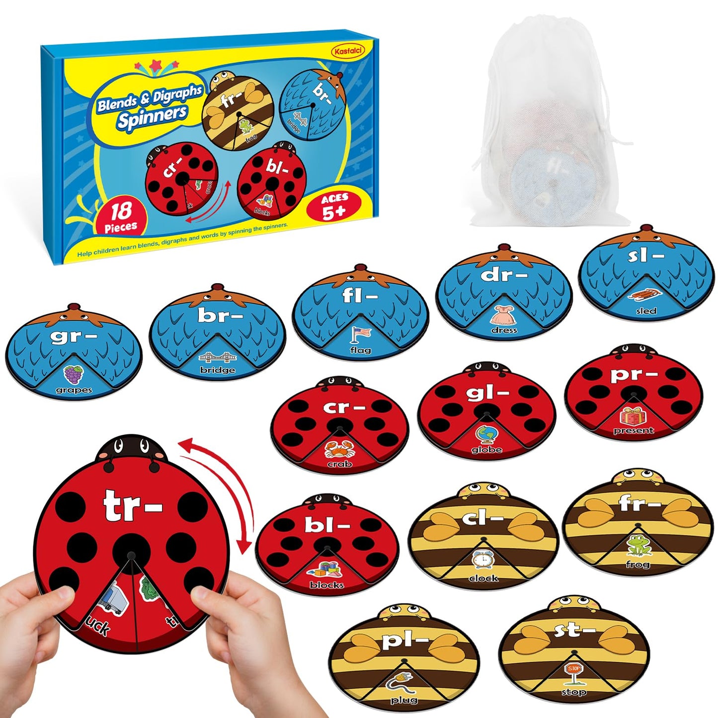 Kasfalci Blends & Digraphs Cards, Phonics Games,Speech Therapy Toys for Toddlers Kids,Learn to Read, Spelling Reading Learning Sight Words Games,Kindergarten Preschool Learning Activities Educational