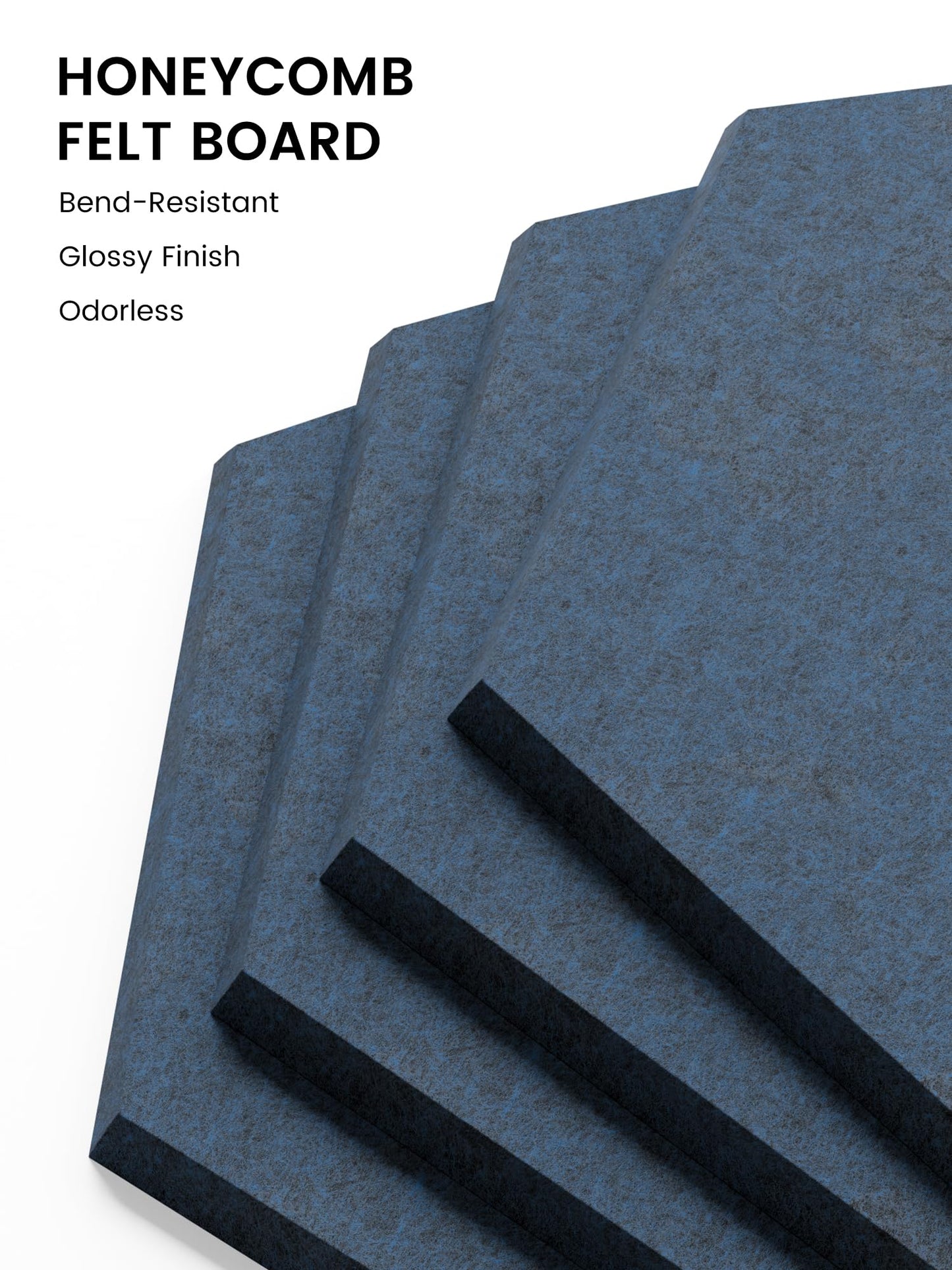 Fluxynara Hexagon Cork Board Alternative for Walls Decor-12-Pack Felt Bulletin Board Tiles,with 30 Pushpins,70 Adhesive Tabs for Office,Classrooms & Home Pin Board Felt Board-Carbon Blue