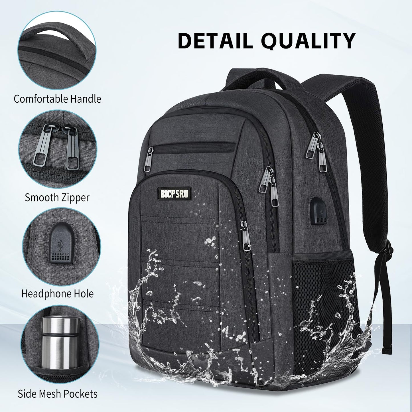Backpack for School, School Backpack for Boys Girls Teens , Backpacks for Men, Back Pack, Water Resistant College High Middle School Bookbag,Book Bag, Black mochilas escolares para adolescentes