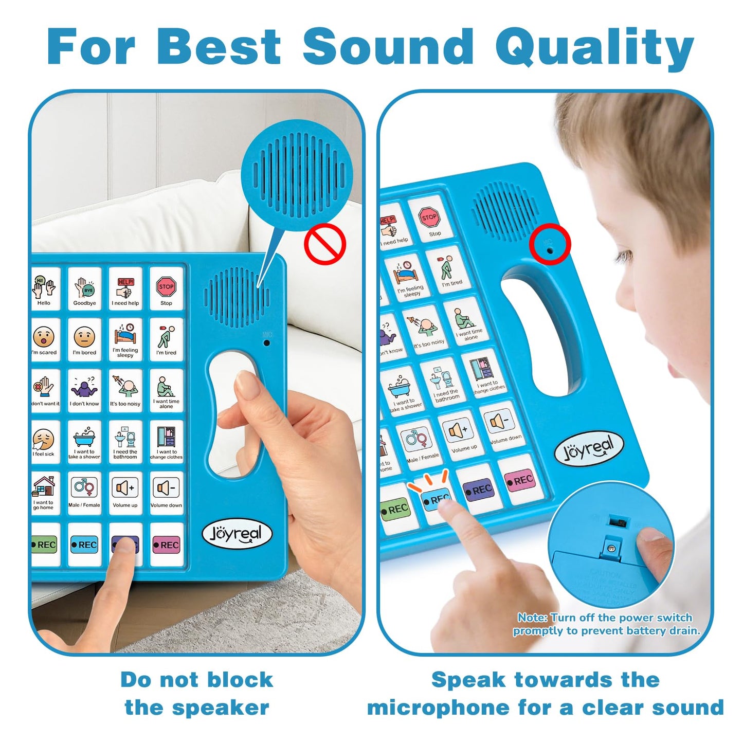 Joyreal AAC Device for Autism, Non Verbal Communication Tools for Speech Therapy & Stroke Rehab. Communication Tablet, Autism Talking Aids with 8 Programmable Buttons & Adjustable Volume