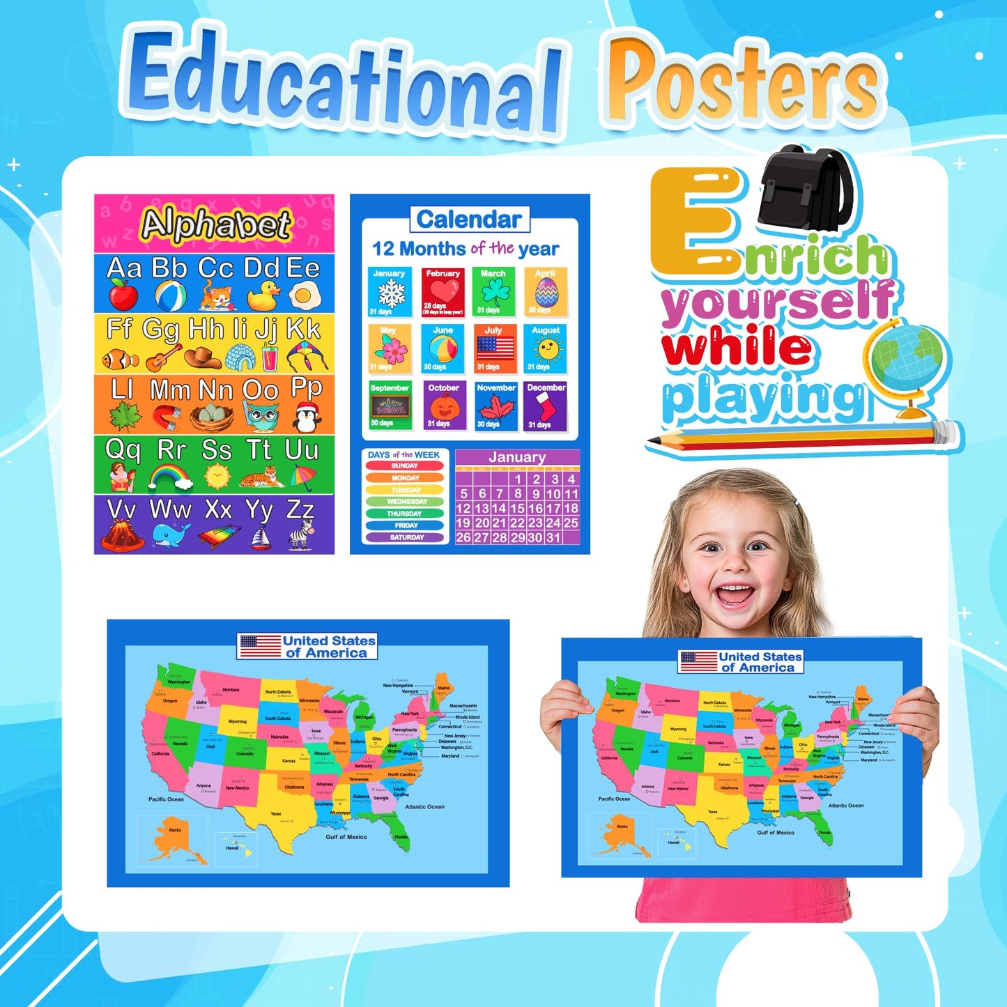 Loscola Pretend Play School Set for Kids Girls 4-12, Kids Teacher Play Sets for Girls, Teacher Supplies Toys with Teacher Bag, Whiteboard, Educational Posters, Magnetic Numbers and More, Ideal Gift