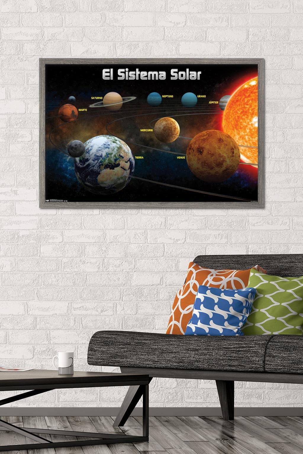 Trends International El Sistema Solar 2013 (Solar System) Wall Poster, 22.375" x 34", Barnwood Framed Version