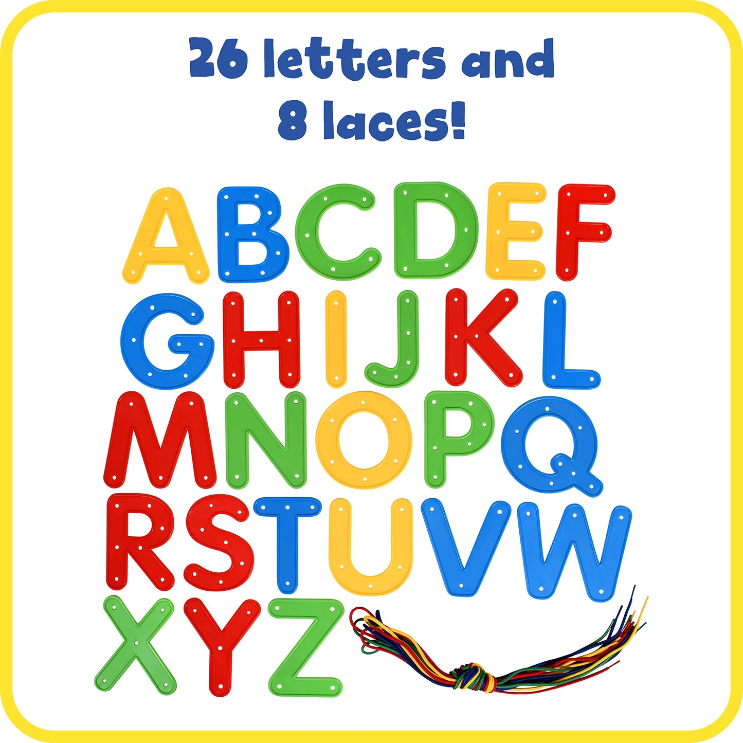 READY 2 LEARN Lacing Alphabet - Uppercase - 26 Letters - 8 Laces - Threading Toy for 3, 4, 5, 6 Year Olds - Fine Motor Skills, Letter Recognition and Early Spelling