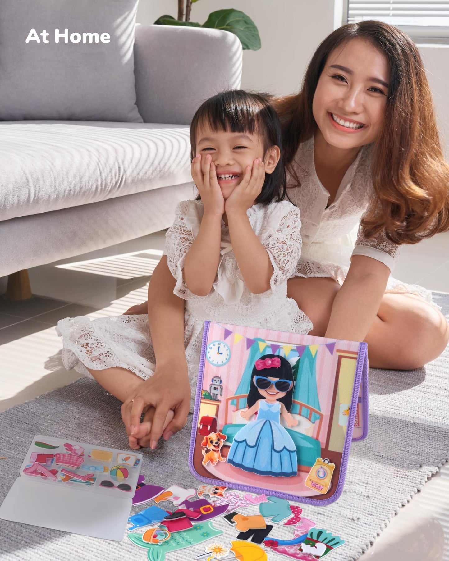 CHEFAN Felt Dress-Up Dolls Set, Pretend Play Dress Up Game with Felt Board, Outfit and Accessory Pieces, Preschool Graduation Gift for Girls Age 3+