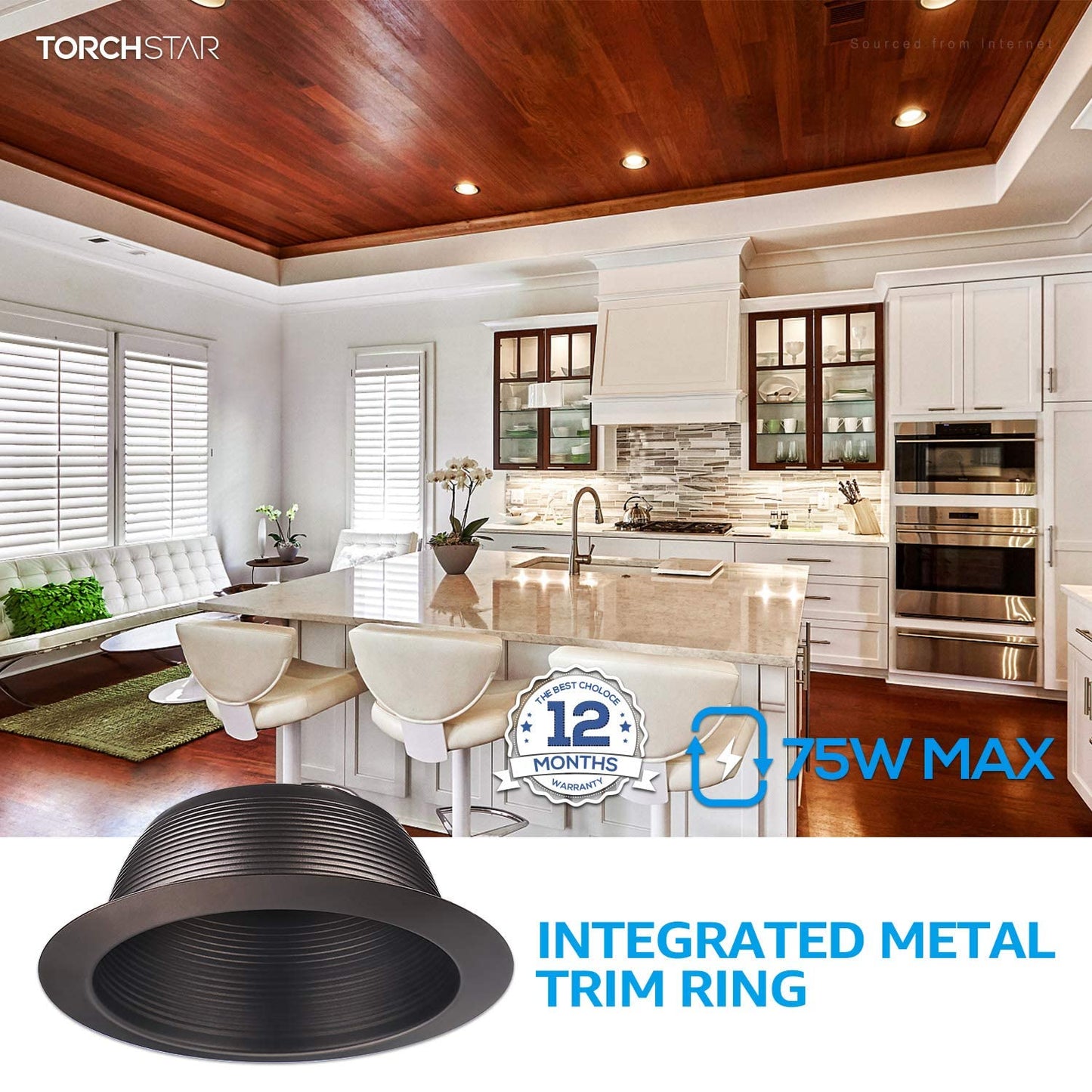TORCHSTAR 6 Inch Integrated Can Light Trim, Oil Rubbed Bronze, Full Metal, Model 33139, for 6in Cans, Pack of 6