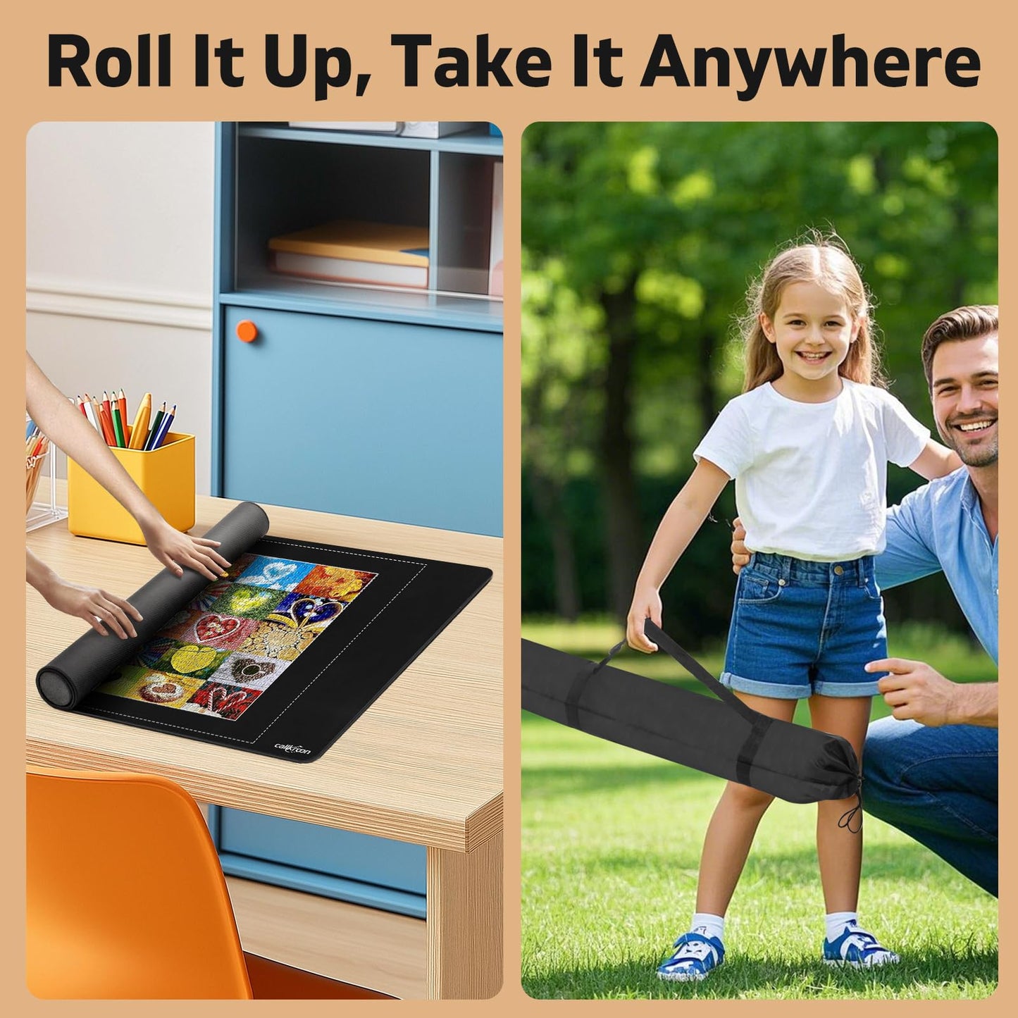Callkroon 1500 Rubber Puzzle Mat – Create, Sort & Store with a Smooth Black Non-Slip Surface and 4 Trays for Endless Puzzle Fun