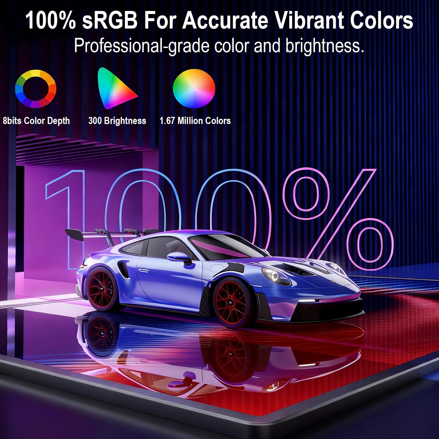 2.5K 100Hz Portable Monitor Touchscreen, 15.6'' QHD 2880x1620 300 Nits 100% sRGB IPS Gaming Monitor w/VESA HDR FreeSync Eye Care USB-C HDMI External Second Screen for Laptop PC Phone Switch PS3/4/5