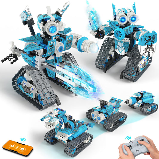 Opmind 5 in 1 STEM RC Robot Building Kit, 408PCS APP & Remote Control Blocks DIY Engineering Robotics, Erector Science Set for Kids Age 6 7 8 9 10 11 12+, Educational Learn Toys Gift for Boys & Girls