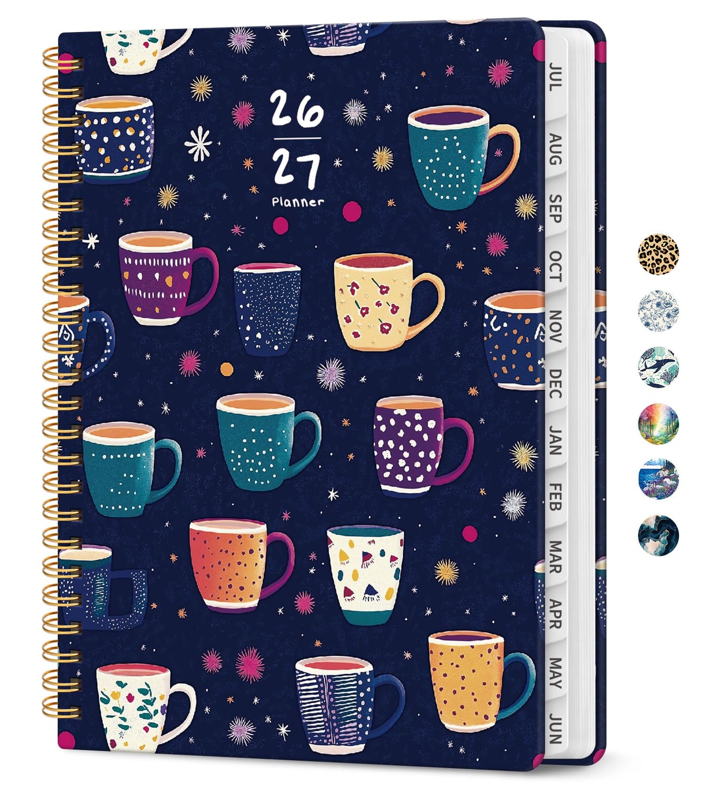 Planner 2026–2027, Weekly & Monthly Academic Organizer for School Year, Jul 2026–Jun 2027, Hardcover Planner with Tabs, Back to School Essential, 6.3" x 8.5", Caffeine Mosaic