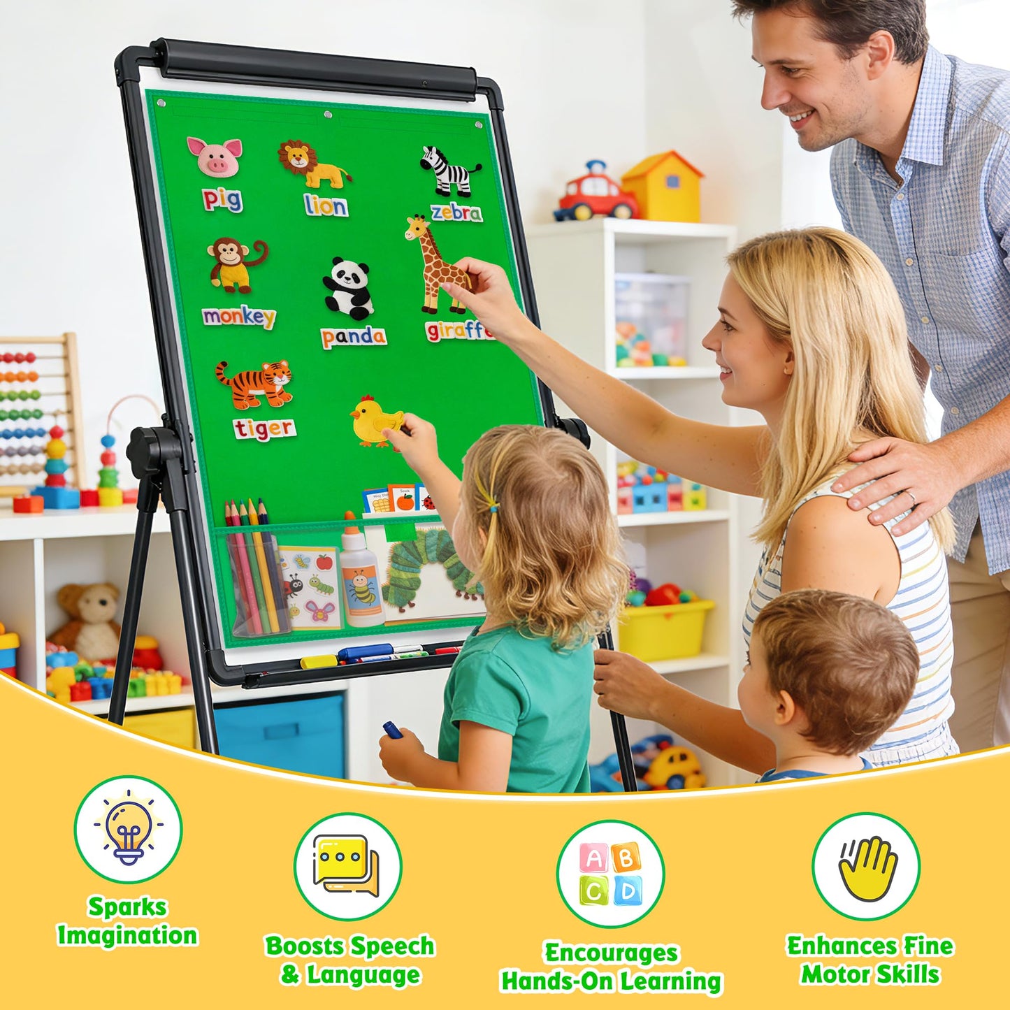 AKAYOK Felt Board for Toddlers, 24"x36" Felt Board for Wall | Includes 30 Self Adhesive Dots Perfect for Learning, Organization, and Creative Play | Classroom Must Haves School Supplies for Teachers