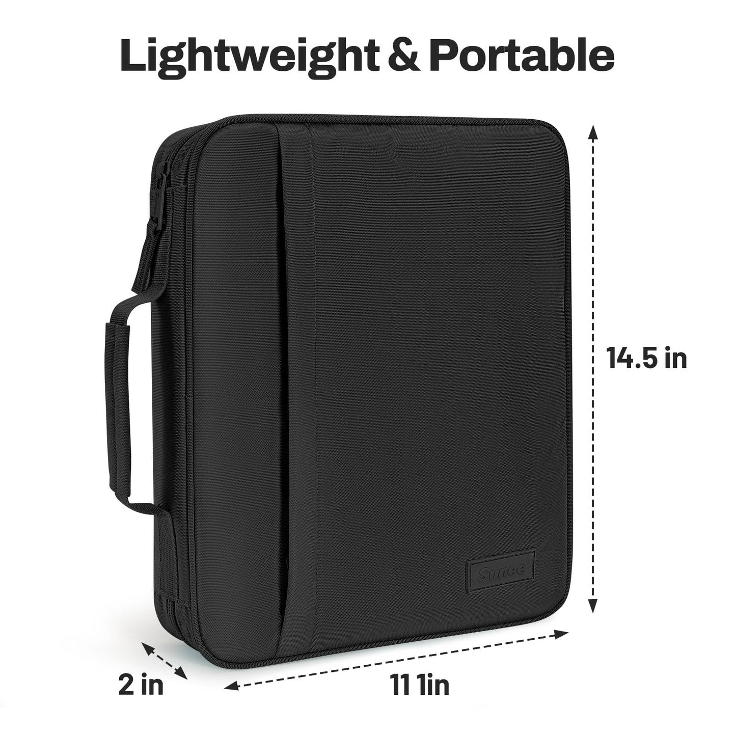 SUNEE Zipper Binder 1 Inch, Removable 3-Ring Binder, 175-Sheet Capacity, 5-Tab Dividers Expanding File Folder, Small Binder Bag Organizer Storage for Student School Classroom Supplies, Black