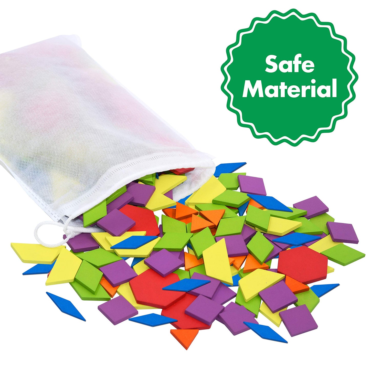 SpriteGru 300 PCS Wooden Pattern Blocks Set for Kids with 24 Double-Sided Design Cards(48 Patterns) and Storage Bag in Gift Box,Fun Montessori Learning Toys