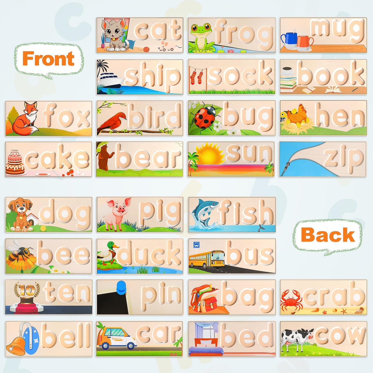 Wooden See & Spell Learning Toys for 2 3 4 5 Year Old Kids, Preschool Learning Activities Alphabet Flash Cards, Educational Match Letter Game Board, CVC Word Builder Montessori Toys Gifts for Boy Girl