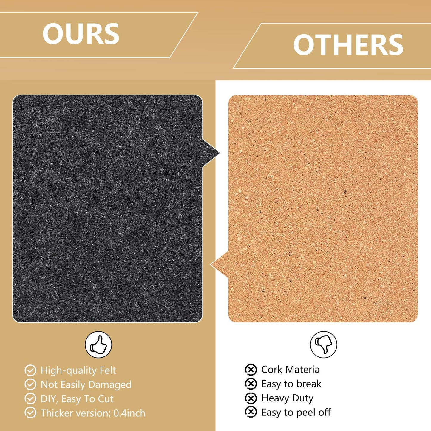 8 Packs Camel Hexagon Felt Pin Board, 12" Bulletin Board with 30 Push Pins, Felt Board for Home Kitchen Office Decor, Self-Adhesive Corkboard Tiles for Walls School Message Photos Memos