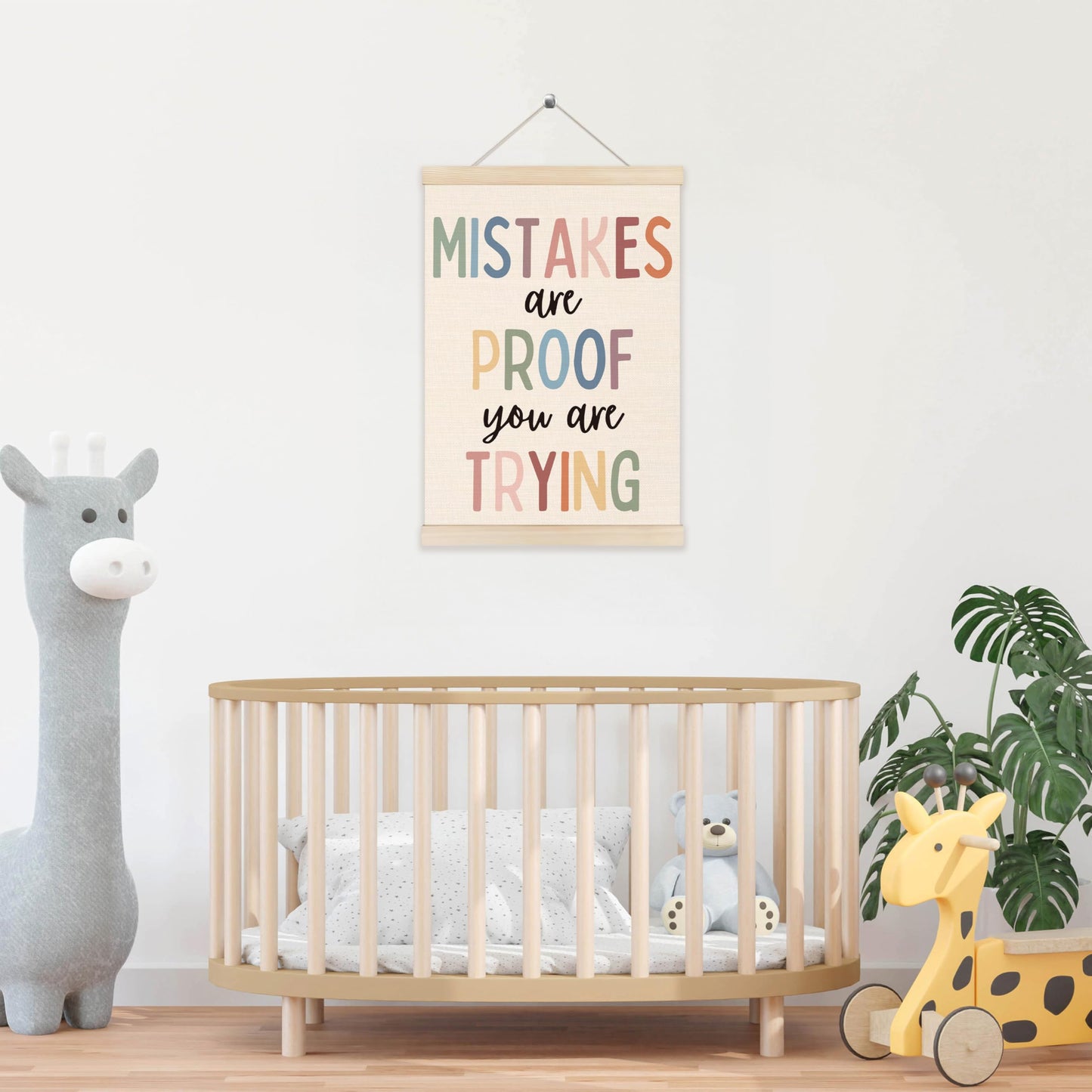 Koesus Boho Mental Health Wall Art Poster Hanger Frame 12x16 Inch, Mistakes Are Proof You Are Trying Inspirational Quotes Canvas Pictures Prints Framed Wall Decor for Classroom Therapist Office