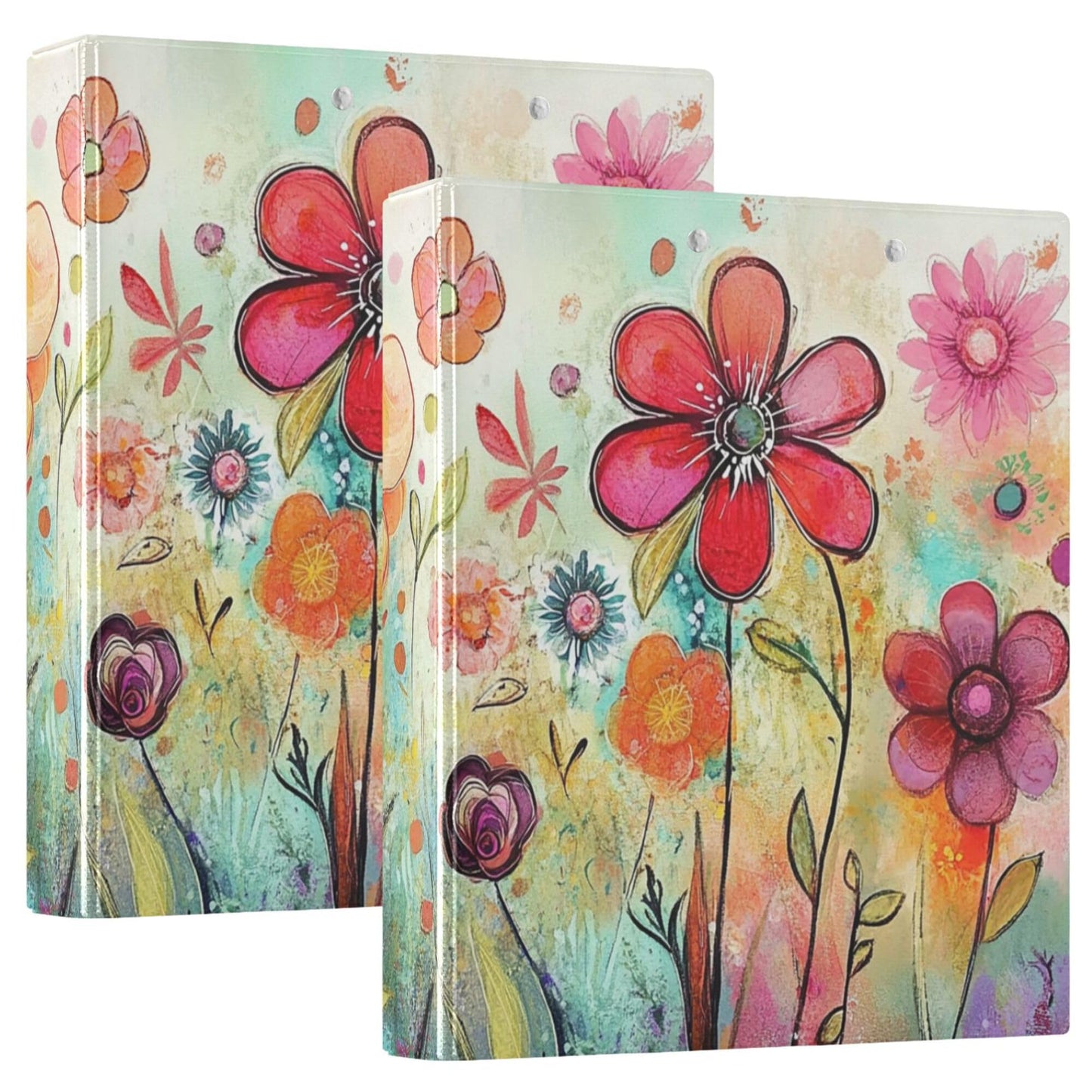 Flowers Round Ring Binders 1.5 Inch Cute 3 Ring Clipboard Binder for Office School Work Supplies File Folder Document 200 Sheet Capacity Easy Open