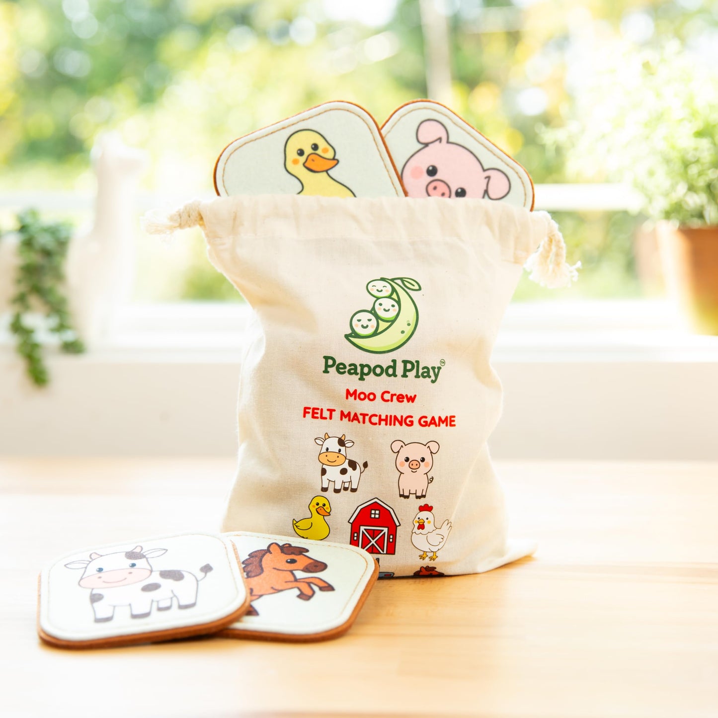 Peapod Play Felt Farm Matching Game for Toddlers – Farm Animal Memory Game & Flash Cards – Soft and Safe for Ages 1+ – Montessori Preschool Learning Activity – Educational Farm Toy for Boys & Girls
