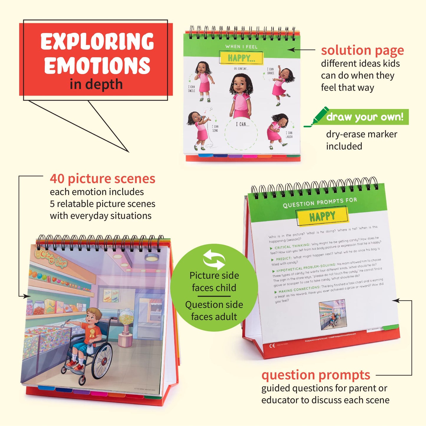 Emotion and Feeling Busy Book for Kids, Calming Corner, ABA Therapy Materials, Emotion Charts, Autism Homeschooling ADHD Tool, Social Emotional Learning