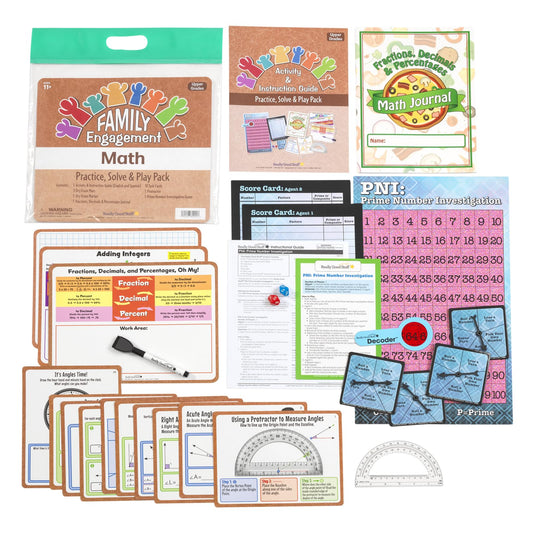 Really Good Stuff Family Engagement Math – Practice, Solve & Play Pack - Upper Grades