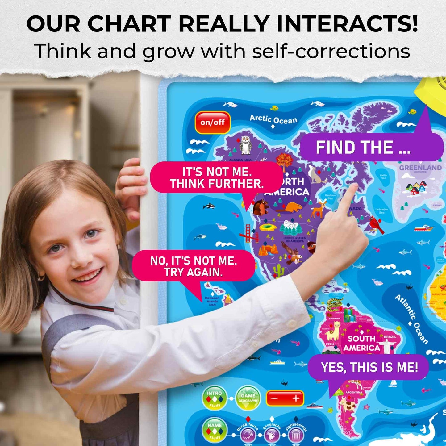 QUOKKA Educational Toys for Kids 5-7 Year Old - World Map Learning Wall Chart for Toddlers Age 3 4 6+ - Interactive Speech Therapy Poster Boy Girl - Autism Puzzle Game 8-10-12