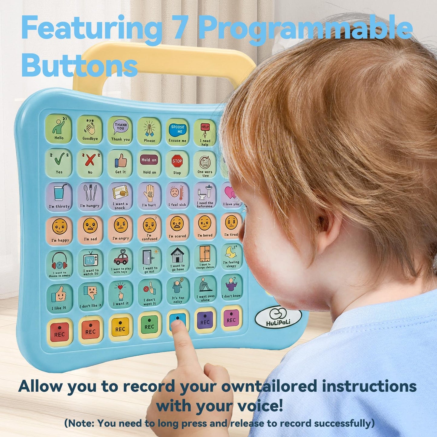 HuLiPaLi AAC Device for Autism Speech Therapy & Nonverbal Kids - 2-in-1 Portable Desktop Communication Tool with Boy/Girl Voices, 42 Preset Buttons, 7 Recordable Buttons & Adjustable Volume
