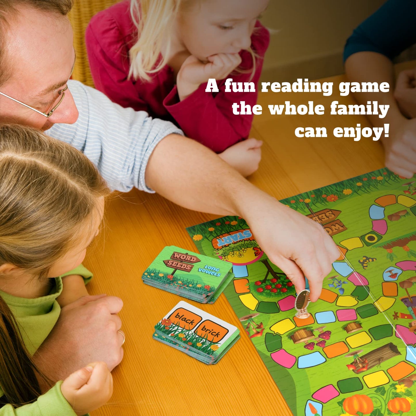 Melby Toys Word Seeds Phonics Game – Fun Reading & Board Games for Kids Ages 4-8, Learn to Read, CVC & Kindergarten Games