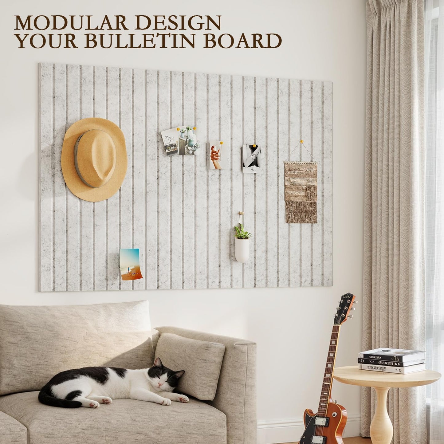 JBER Large Felt Bulletin Board 36" x 24" - 6 Pack Felt Wall Tiles, Cork Board Alternative to Use in Office & Home Decor, Classroom Decor, Vision Board to Display Your Photos(Silver Gray)