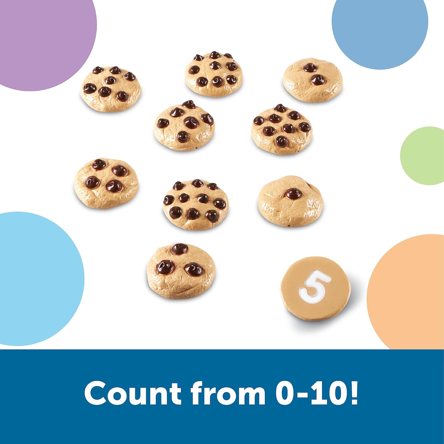 Learning Resources Smart Counting Cookies - Chocolate Chip Play Food, Preschool Activities, Toddler Sensory Toy, Play Kitchen Accessories, Sorting and Stacking, Fine Motor Numbers , Math Games