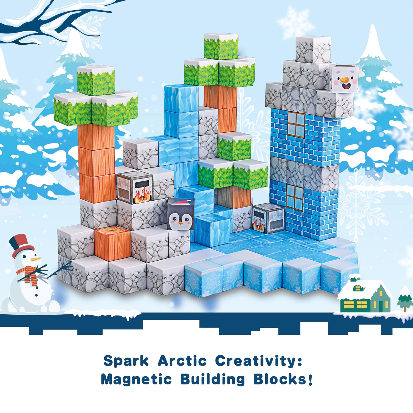 113PCS 1'' Magnetic Blocks, Magnetic Building Cube Toys for Kids, STEM Montessori Stacking, Sensory Education Toys for Toddlers Building World Set, Christmas Birthday Gifts for Kids Age 3 4 5 6 7 8+