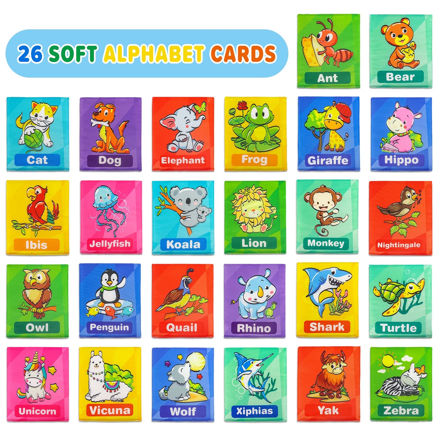 Dr.Rapeti Soft Alphabet Cards, 26pcs ABC Alphabet, 26 Letters Flash Cards with Storage Bag Washable Non-Toxic, Early Learning Toy, Baby Bath Toy for Baby Infant Toddler Kids