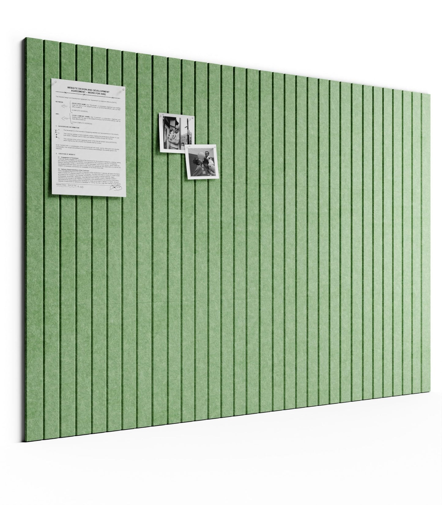 Bumusty Large Cork Board Alternative-48 x 36" Felt Bulletin Board Tiles, with 30 Pushpins, 70 Adhesive Tabs, Fine-Stripe 12-Pack, Cork Boards for Office Push Pin Board Felt Board-Moss Green
